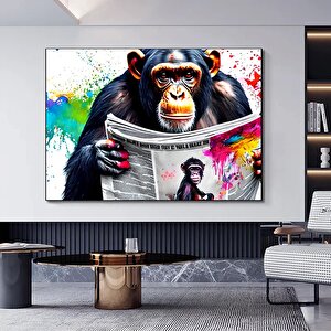 Soyut Graffiti Maymun; Komik Gorilla Duvar Sanatı; Renkli Şempanze Kanvas Dekor; Renkli Maymun Poste 150x250 cm