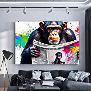 Soyut Graffiti Maymun; Komik Gorilla Duvar Sanatı; Renkli Şempanze Kanvas Dekor; Renkli Maymun Poste 150x250 cm