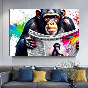 Soyut Graffiti Maymun; Komik Gorilla Duvar Sanatı; Renkli Şempanze Kanvas Dekor; Renkli Maymun Poste 150x250 cm