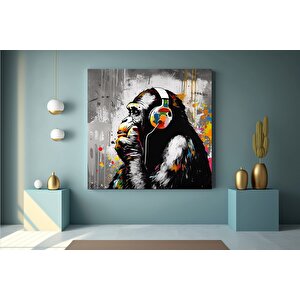 Soyut Graffiti Maymun, Komik Goril Duvar Sanatı, Renkli Şempanze Kanvas Dekoru