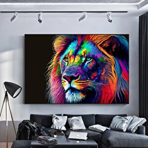 Soyut Kanvas Aslan Resmi, Renkli Aslan Tablosu Poster Baskısı, Duvar Dekoru, Oturma Odası İçin 80x120 cm