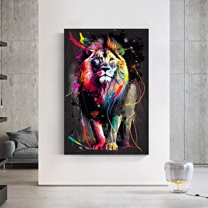 Soyut Grafiti Aslan Tablosu, Modern Hayvan Sokak Sanatı, Renkli Kanvas Poster Baskısı