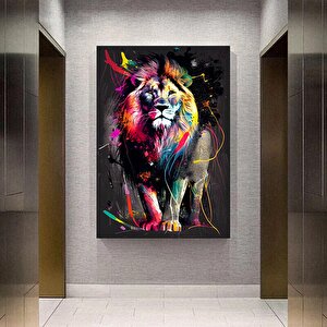Soyut Grafiti Aslan Tablosu, Modern Hayvan Sokak Sanatı, Renkli Kanvas Poster Baskısı 100x150 cm