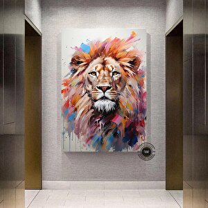 Renkli Soyut Aslan Posteri, Renkli Aslan Tablosu, Soyut Kanvas Sanatı, Ev Dekoru 120x180 cm