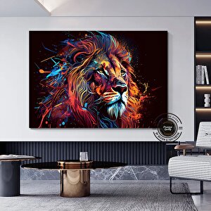 Aslan Baskılı Duvar Sanatı, Pop Art Baskı, Grafiti Kanvas, Aslan Kafa Duvar Sanatı 40x60 cm