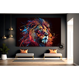 Aslan Baskılı Duvar Sanatı, Pop Art Baskı, Grafiti Kanvas, Aslan Kafa Duvar Sanatı 40x60 cm