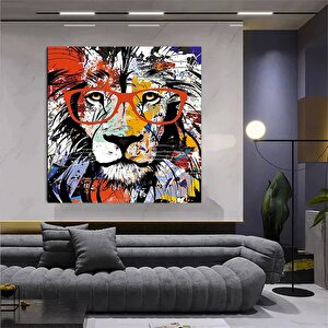 Aslan Kanvası, Graffiti Aslan Tablosu, Renkli Aslan Duvar Sanatı
