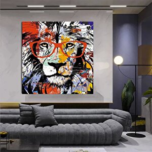 Aslan Kanvası, Graffiti Aslan Tablosu, Renkli Aslan Duvar Sanatı