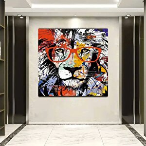 Aslan Kanvası, Graffiti Aslan Tablosu, Renkli Aslan Duvar Sanatı