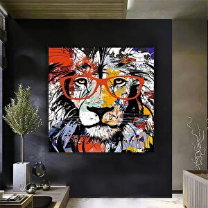 Aslan Kanvası, Graffiti Aslan Tablosu, Renkli Aslan Duvar Sanatı