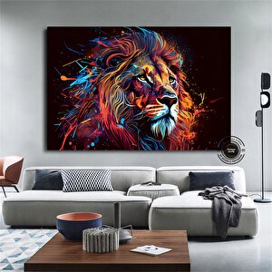 Aslan Baskılı Duvar Sanatı, Pop Art Baskı, Grafiti Kanvas, Aslan Kafa Duvar Sanatı 50x70 cm