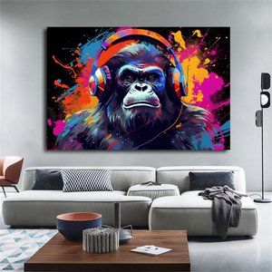 Soyut Graffiti Maymun – Renkli Şempanze Tablosu 50x70 cm