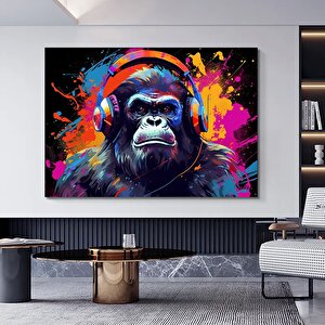 Soyut Graffiti Maymun – Renkli Şempanze Tablosu 90x150 cm