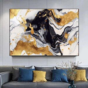 Siyah-altın Soyut Kanvas; Lüks Salon Dekoru; Soyut Manzara 140x200 cm