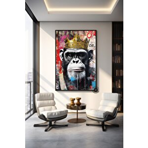 Graffiti Kanvas Baskısı; Pop Art Maymun Tablosu; Graffiti Maymun Sanatı 50x70 cm