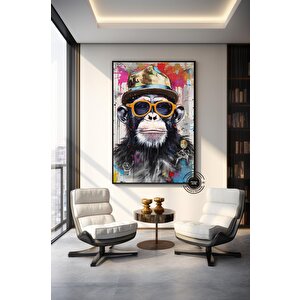 Graffiti Maymun Tablosu, Pop Art Kanvas, Maymun Baskısı, Sokak Sanatı Kanvas Duvar Dekoru