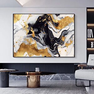 Siyah-altın Soyut Kanvas; Lüks Salon Dekoru; Soyut Manzara 120x150 cm