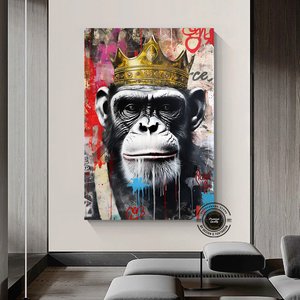 Graffiti Kanvas Baskısı; Pop Art Maymun Tablosu; Graffiti Maymun Sanatı 70x150 cm