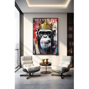 Graffiti Kanvas Baskısı; Pop Art Maymun Tablosu; Graffiti Maymun Sanatı 70x150 cm