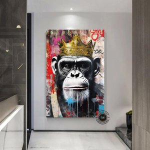 Graffiti Kanvas Baskısı; Pop Art Maymun Tablosu; Graffiti Maymun Sanatı 70x150 cm