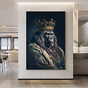 Taçlı King Kong Gorili Kanvas Tablosu; Maymun Duvar Sanatı; Poster Hediye; Ev Dekoru 60x90 cm