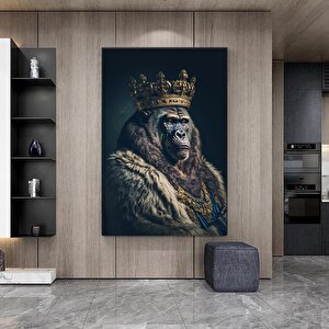 Taçlı King Kong Gorili Kanvas Tablosu; Maymun Duvar Sanatı; Poster Hediye; Ev Dekoru