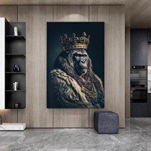 Taçlı King Kong Gorili Kanvas Tablosu; Maymun Duvar Sanatı; Poster Hediye; Ev Dekoru