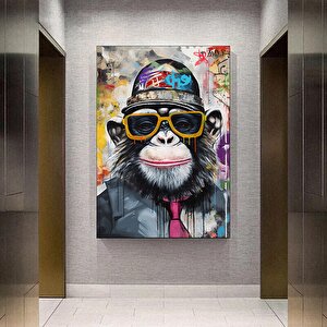 Renkli Maymun Baskısı; Soyut Sanat; Renkli Kanvas Resimler; Graffiti Sanatı Kanvası; Maymun Kanvas D 40x60 cm