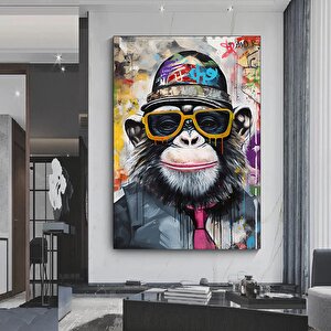 Renkli Maymun Baskısı; Soyut Sanat; Renkli Kanvas Resimler; Graffiti Sanatı Kanvası; Maymun Kanvas D 100x150 cm