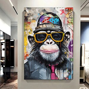Renkli Maymun Baskısı; Soyut Sanat; Renkli Kanvas Resimler; Graffiti Sanatı Kanvası; Maymun Kanvas D 100x150 cm