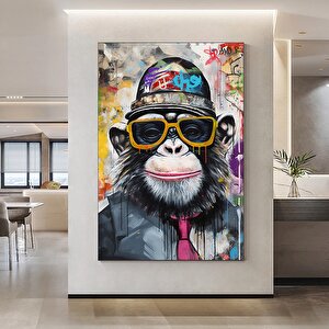 Renkli Maymun Baskısı; Soyut Sanat; Renkli Kanvas Resimler; Graffiti Sanatı Kanvası; Maymun Kanvas D