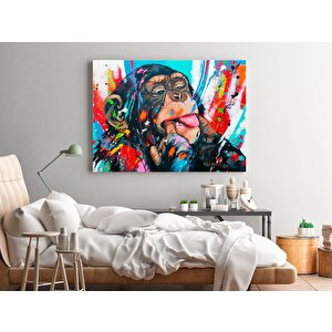 Soyut Graffiti Maymun; Komik Gorilla Duvar Sanatı; Renkli Şempanze Kanvas Dekor; Renkli Maymun Poste 60x120 cm