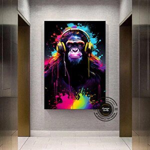Maymun Baskılı Duvar Sanatı – Trendy, Büyük Graffiti Orijinal Tablo, Sokak Sanatı 80x150 cm
