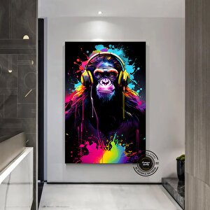 Maymun Baskılı Duvar Sanatı – Trendy, Büyük Graffiti Orijinal Tablo, Sokak Sanatı 50x70 cm