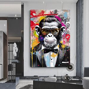 Maymun Duvar Sanatı; Sokak Graffiti; Trendy Kanvas Tablo 100x200 cm