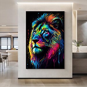 Soyut Graffiti Aslan Tablosu, Renkli Modern Hayvan Duvar Sanatı, Oturma Odası İçin 70x100 cm