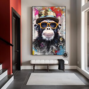 Graffiti Maymun Tablosu, Pop Art Kanvas, Maymun Baskısı, Sokak Sanatı Kanvas Duvar Dekoru 80x120 cm