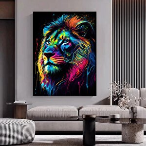 Soyut Graffiti Aslan Tablosu, Renkli Modern Hayvan Duvar Sanatı, Oturma Odası İçin 30x40 cm