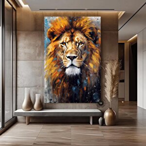 Renkli Soyut Aslan Çok Renkli Poster; Aslan Duvar Sanatı; Aslan; Aslan Baskısı; Renkli Duvar Sanatı; 80x160 cm