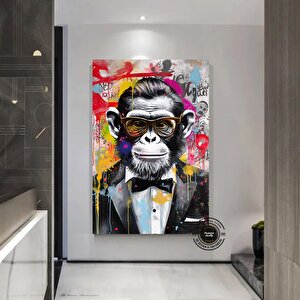 Maymun Duvar Sanatı; Sokak Graffiti; Trendy Kanvas Tablo 80x150 cm