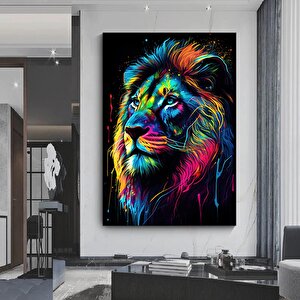 Soyut Graffiti Aslan Tablosu, Renkli Modern Hayvan Duvar Sanatı, Oturma Odası İçin 20x30 cm
