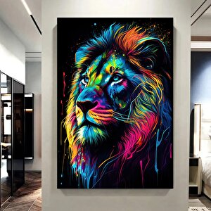 Soyut Graffiti Aslan Tablosu, Renkli Modern Hayvan Duvar Sanatı, Oturma Odası İçin