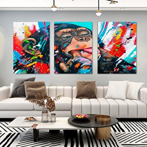 Soyut Graffiti Maymun; Komik Gorilla Duvar Sanatı; Renkli Şempanze Kanvas Dekor; Renkli Maymun Poste 150x250 cm