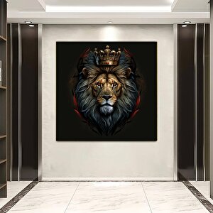 Sanatsal Aslan Duvar Sanatı – Siyah Zemin, Graffiti Stili 40x40 cm