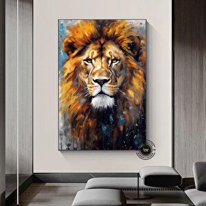Renkli Soyut Aslan Çok Renkli Poster; Aslan Duvar Sanatı; Aslan; Aslan Baskısı; Renkli Duvar Sanatı; 60x90 cm
