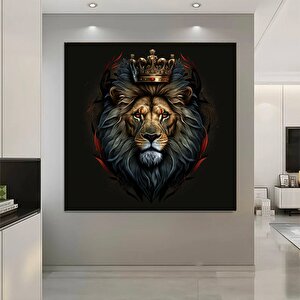 Sanatsal Aslan Duvar Sanatı – Siyah Zemin, Graffiti Stili 100x100 cm