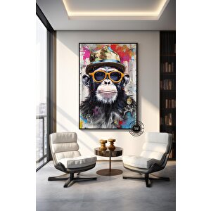 Graffiti Maymun Tablosu, Pop Art Kanvas, Maymun Baskısı, Sokak Sanatı Kanvas Duvar Dekoru