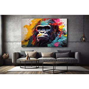 Soyut Graffiti Maymunu, Mizahi Gorilla Kanvası, Renkli Hayvan Duvar Dekoru