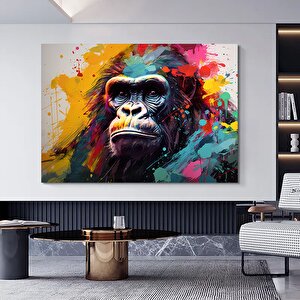 Soyut Graffiti Maymunu, Mizahi Gorilla Kanvası, Renkli Hayvan Duvar Dekoru 50x70 cm