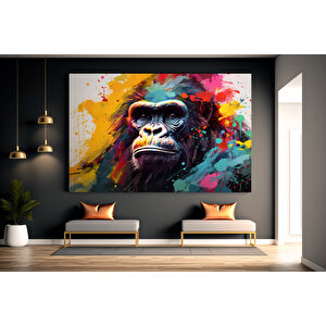 Soyut Graffiti Maymunu, Mizahi Gorilla Kanvası, Renkli Hayvan Duvar Dekoru 50x70 cm